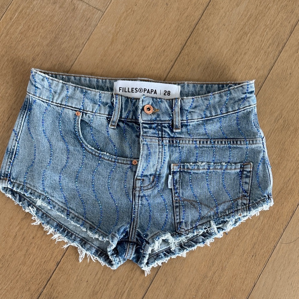 Light Blue Distressed Jean Shorts